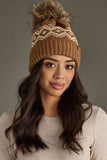 Brown & Speckled Patterned Pom Hat