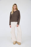 Lightweight Button Down Knit Cardigan, Dark Brown