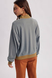 Striped Mock Neck, Camel/Blue