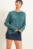 Roll Neck Front Seam Sweater, Teal (S-L)