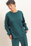 Oversized Crew Neck Top, Deep Green (S-L)