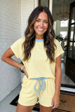 Ribbed Color Block Trim  Set (S-XL), Yellow