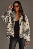 White & Black Paisley Fleece Coatigan