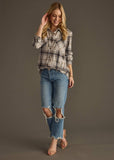 Super Soft Plaid Button Up- Lt. Gray & Brown (S-2X)