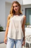 Round Neck Knit Tank Top, Ivory