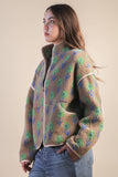 Oversized Floral  Fleece Sherpa Jacket (1X,3X)