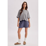 Short Sleeve Button Knit Top, Mocha (S-L)
