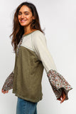 Colorblock Floral Sleeve Top (S-3X)