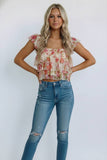 Floral Mesh Ruffle Tiered Cami Top
