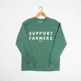 Graphic 'Support Farmers' Washed Green Long Sleeve