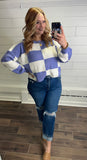 Checkered Sweater Top- Periwinkle