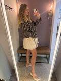 Polka Dot Button Down Jacket With Front Patch Pocket