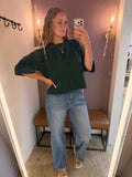 Short Sleeve Button Up Sweater Cardigan, Dark Green (S-L)