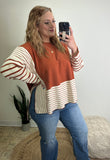 Side Slit Stripe Colorblock Sweater