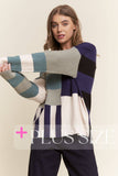 Colorblock Long Sleeve Sweater Top (1x,2x,3x)