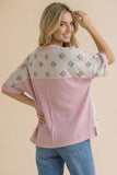 Crew Neck Tulip Floral Pullover Knit Top