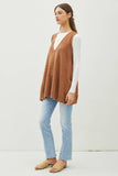 Oversized V-neck Sweater Vest- Pecan (m/l)