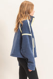 Contrast Trim Half-Zip Fleece Pullover
