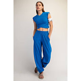 COTTON LYCRA CROSSOVER SET- Ocean Blue