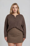 Lightweight Button Down Knit Cardigan, Dark Brown (S-3x)