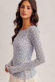 Daisy Print Mesh Long Sleeve
