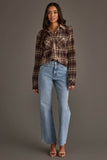Chocolate Brown & Tan Plaid Button Up