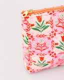 Quilted Pouch, Pink Tile Floral