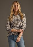 Super Soft Plaid Button Up- Lt. Gray & Brown (S-2X)