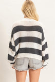 Striped V-Neck Sweater Cardigan