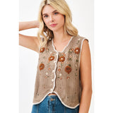 Floral Embroidered Vest (S/M)