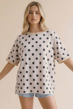 Oversized Polka Dot Short Sleeve Top