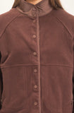 Fleece Jacket With Button Front-Dark Brown