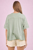Oversized Crop Comfy Knit Top, Sage (M)