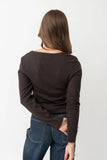 Long Sleeve Scoop Tee in Coffee