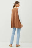 Oversized V-neck Sweater Vest- Pecan (m/l)
