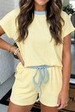 Ribbed Color Block Trim  Set (S-XL), Yellow