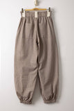 Bow Detail Stripe Textured Woven Pants, Taupe/White