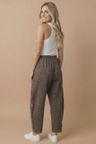 Plus Elastic Waist Polka Dot Barrel Pants