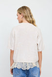 Short Sleeve Ribbed Hem Sweater, Oatmeal