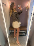 Polka Dot Button Down Jacket With Front Patch Pocket