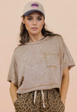 Mineral Washed Oversized Top, Taupe (S-L)
