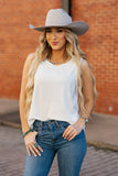Round Neck Tank Top, Ivory (M,L, 1X-3X)