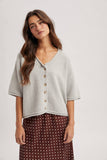 Soft Touch Button Uo Short Sleeve Cardigan, Oatmeal (S-L)