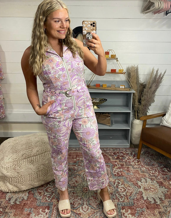 Lavender Floral Jumpsuit (3x)