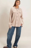 Mineral Wash Waffle Knit Shacket, Dark Taupe (S-L)