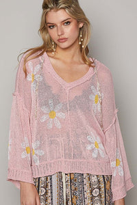 POL- Lightweight V-Neck Daisy Hoodie (L)