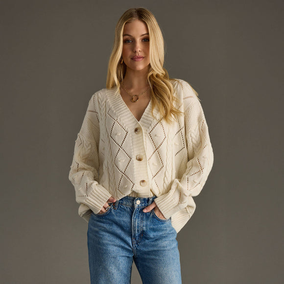 Cream Button Up Cardigan (M-XL)