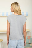 Raw Edge Sleeveless Button Down Knit