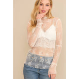 Mesh Fine Lace Long Sleeve, Off White (S)