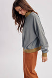 Striped Mock Neck, Camel/Blue
